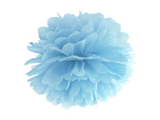 Pompon en papier de soie, bleu ciel, 25cm