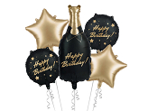 Foil balloon set Bottle Happy Birthday, mix (1 pkt / 5 pc.)