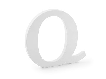Drewniana litera Q, biały, 22.5x20.5cm