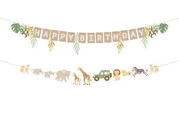Banner Happy Birthday Safari, 180 cm, Mix