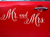 Autocollant pour voiture de mariage - M. et Mme.