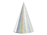 Chapeaux de fête holographiques, argent, 16cm (1 pqt. / 6 pc.)