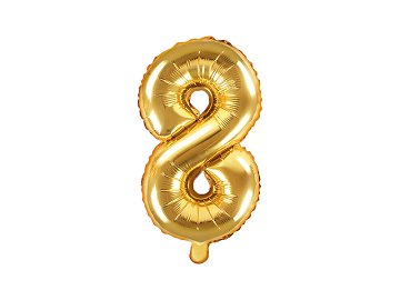 Ballon Mylar Numeral ''8'', 35cm, doré