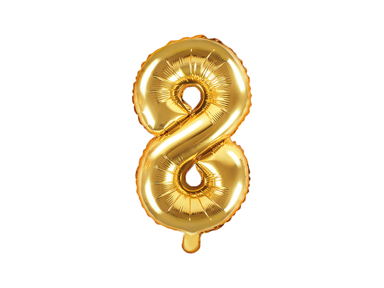 Ballon Mylar Numeral ''8'', 35cm, doré