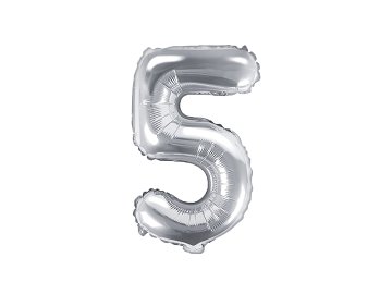 Foil Balloon Number ''5'', 35cm, silver
