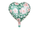Folienballon Herz mit Blumen, 45 cm, Mix