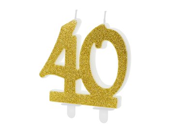 Birthday candle Number 40, gold, 7.5cm
