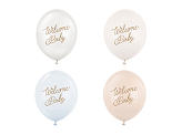 Balony 30 cm, Welcome Baby, mix niebieski (1 op. / 50 szt.)