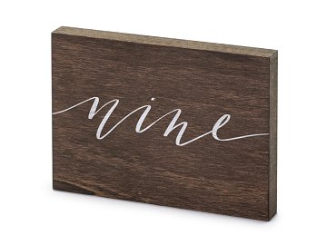 Wooden table number, ''Nine'', 2x18x12.5 cm