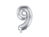 Ballon Mylar Chiffre ''9'', 35cm, argenté
