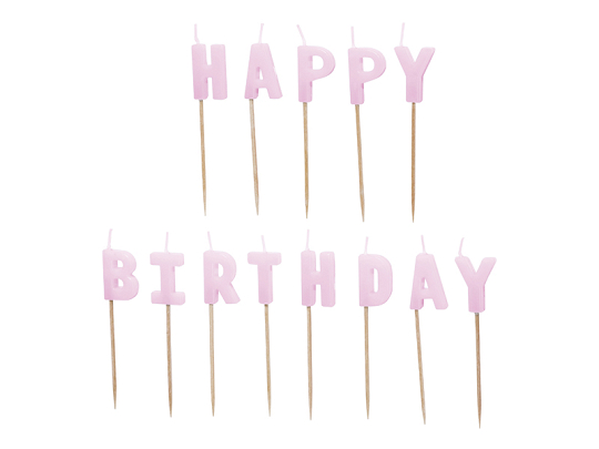 Świeczki urodzinowe Happy Birthday, 2,5 cm, fioletowy (1 op. / 13 szt.)