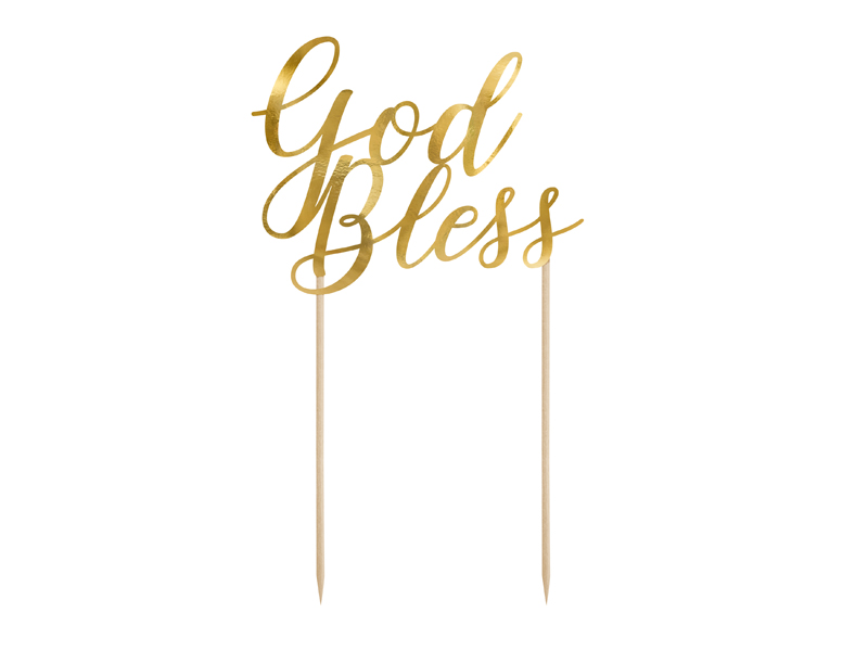 Tårttoppers – God Bless – guld – 27.5 cm