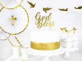 Cake topper God Bless, gold, 27.5cm