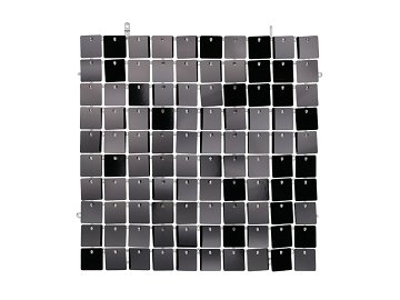 Panel cekinowy, kwadraty, czarny, 30x30 cm