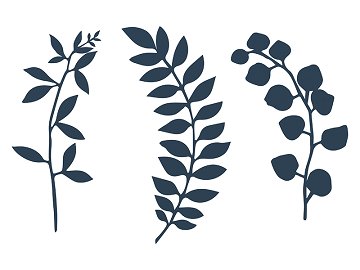 Dekoration Zweige mit Blättern, dunkelmarineblau (1 VPE / 9 Stk.)