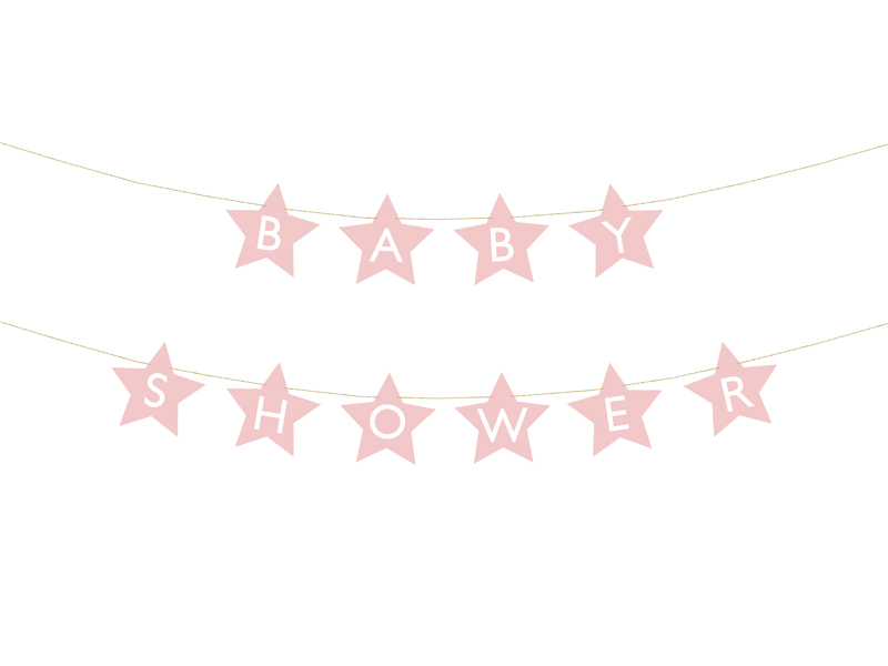 Flaggbanner – Baby Shower – ljusrosa – 290x16.5 cm