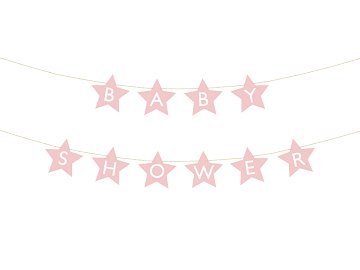 Baner Baby shower, 290x16.5 cm, jasny różowy