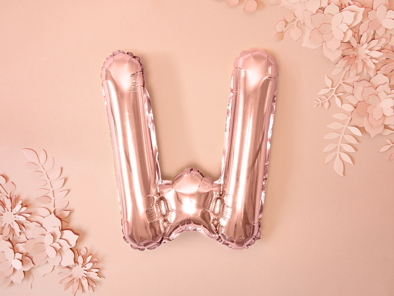 Foil Balloon Letter "W", 35cm, rose gold - Internet shop