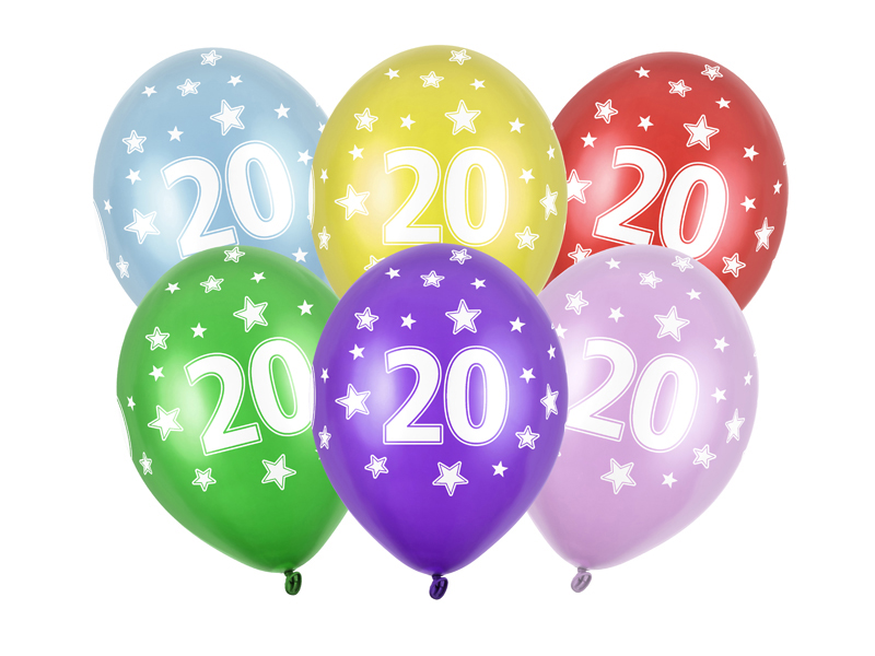 Latexballong – 20-årsdag – metallisk – 30 cm