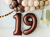 Balon foliowy Cyfra '9', 86cm, mocca