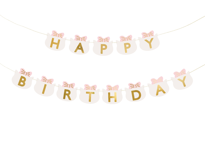 Flaggbanner – Happy Birthday – Katter – mix – 2.8 m
