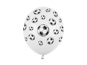 Ballons 30 cm, Footballs, Pastel P. Blanc (1 pqt. / 6 pc.)