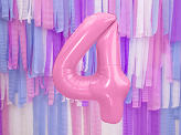 Folienballon Ziffer ''4'', 86cm, rosa