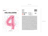 Folienballon Ziffer ''4'', 86cm, rosa
