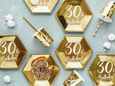 Paper cups 30th Birthday, gold, 220ml (1 pkt / 6 pc.)