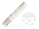 Confetti cannon with butterflies, white, 20cm