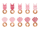Drink tags Swimsuite and Shell, 8x5 cm, mix (1 pkt / 10 pc.)