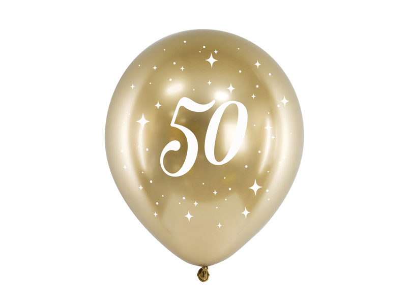 Latexballong Glossy – 50-årsdag – guld – 30 cm