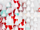 Party curtain - Christmas trees, silver, 100x245cm