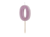 Birthday candle Number 0, violet, 6 cm