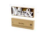 Inscription en bois Mr & Mrs, blanc, 50x9,5cm