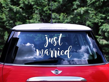 Autocollant pour voiture de mariage - Just married, 33x45cm