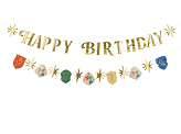 Baner Harry Potter Happy Birthday, 200 cm, złoty