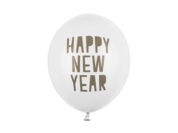 Balloons 30 cm, Happy New Year, Pastel Pure White (1 pkt / 50 pc.)