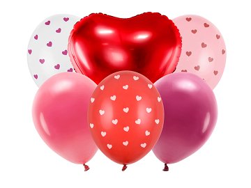 Balloon set Be mine valentine, mix (1 pkt / 6 pc.)