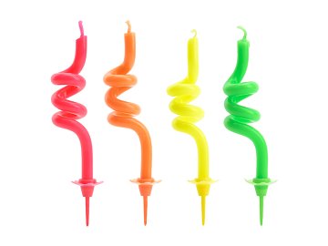 Birthday candles curl, mix, 8cm (1 pkt / 4 pc.)