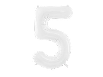 Ballon en aluminium Chiffre ''5'', 86 cm, blanc