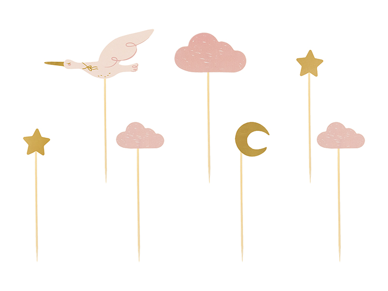 Tårttoppers – Stork – mix – 12 cm – 7-pack