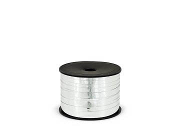Wstążka plastikowa metalizowana 5mm/90m, srebrny