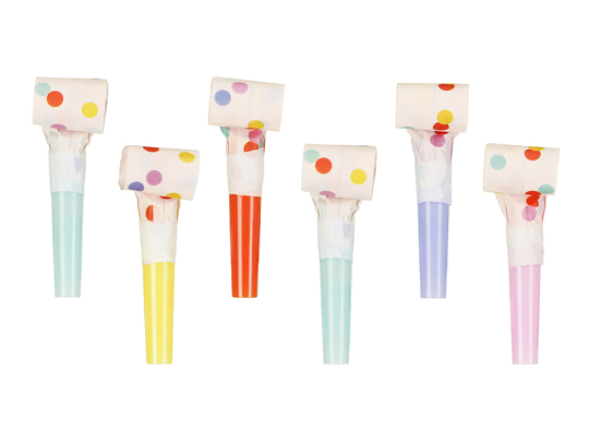 Paper whistles Confetti, mix (1 pkt / 6 pc.)