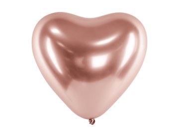 Balony Glossy 30cm, Serca, różowe złoto (1 op. / 50 szt.)