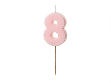 Świeczka urodzinowa Cyferka 8, jasny różowy, 5.5 cm