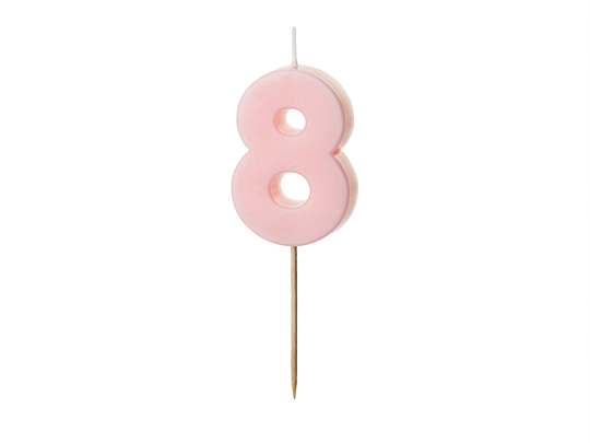 Birthday candle Number 8, light pink, 5.5 cm