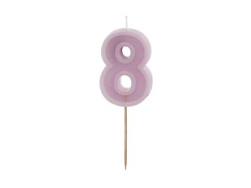 Birthday candle Number 8, violet, 6 cm