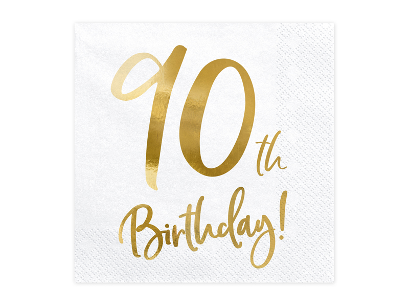 Servetter – 90-årsdag – vit – 20-pack