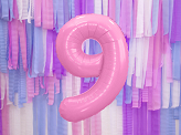 Folienballon Ziffer ''9'', 86cm, rosa